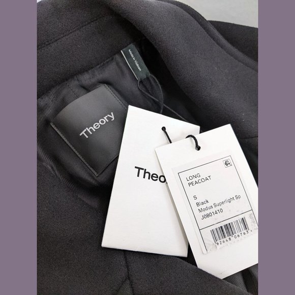 Theory Size S Womens Modus Superlight Wool Blend Long Peacoat in Black - Picture 16 of 16
